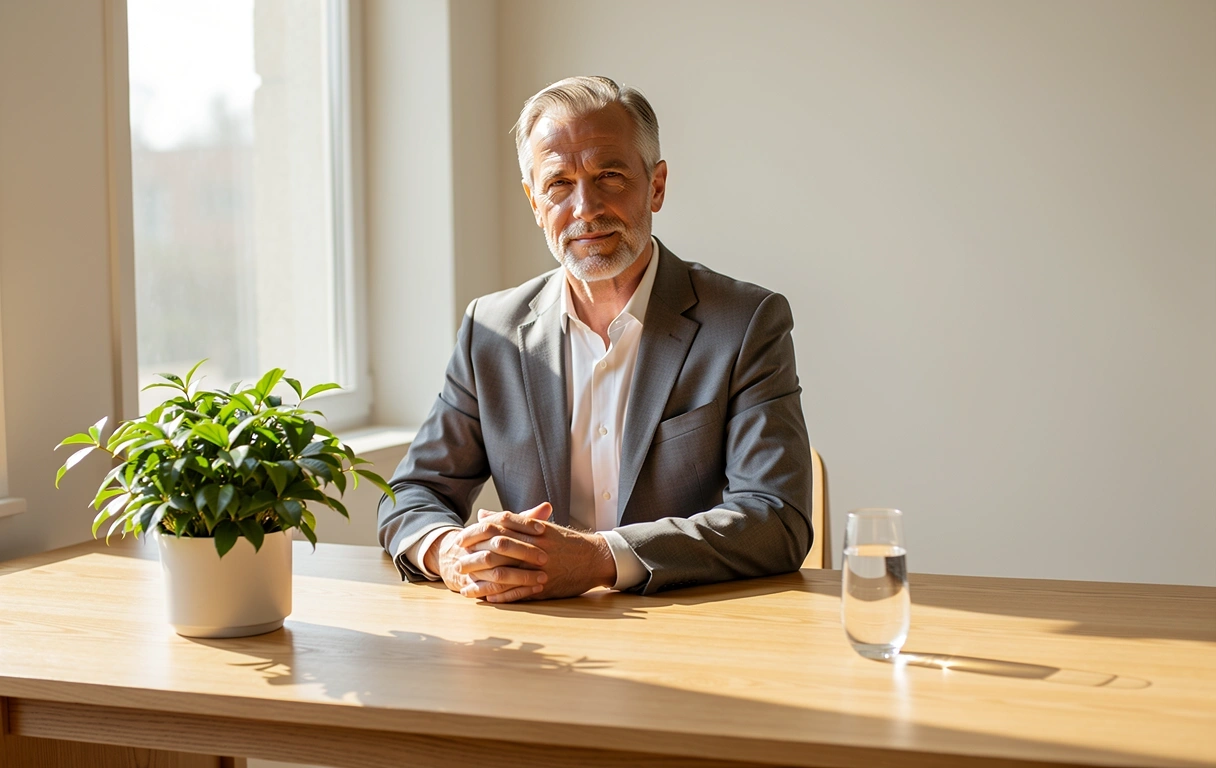 Ruang kerja pria modern yang tenang